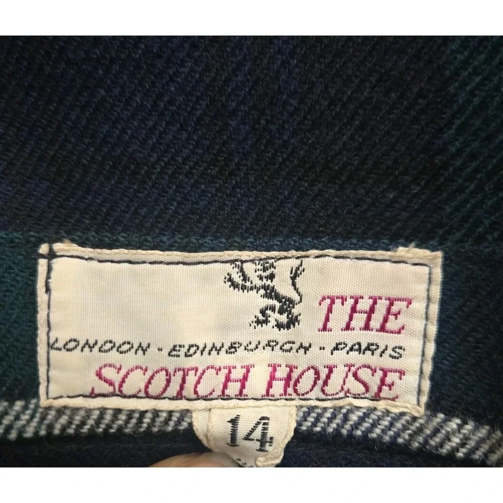 The Scotch House Skirt Womens‎ Size 14 Blue Tartan Plaid Pure Wool Kilt Scotland